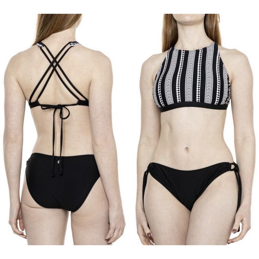 Next Swim Suit Womens XL 2 Piece Salutation Stripe Black White MSRP $64